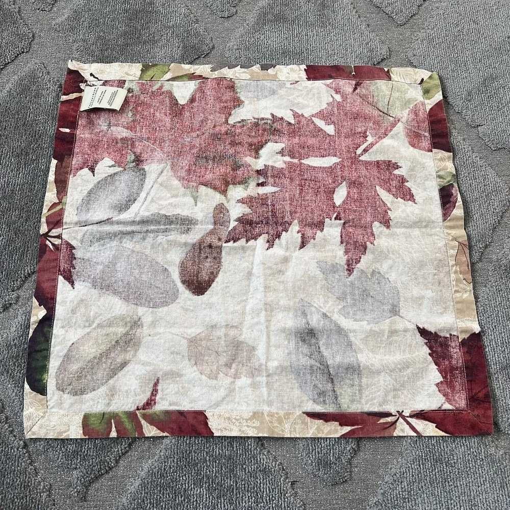 Pottery Barn Linen Blend Napkins Set Of 2‎ Floral Fall Leaves Preloved